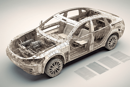 3D汽车拆卸模型背景图片