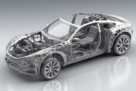 3D汽车剖面图背景图片