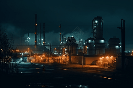 夜间工业景观图图片