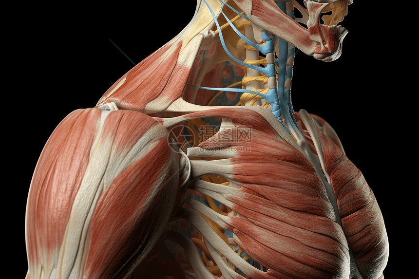 准确的清晰的骨骼细节和肌肉图片