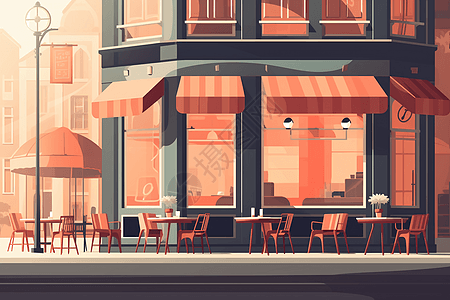现代咖啡馆平面插图图片