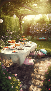 精美的花园茶话会图片