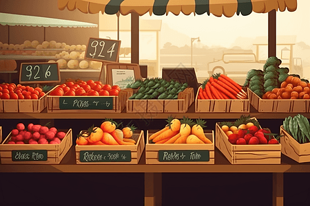 水果交易在线农贸市场创意插图插画