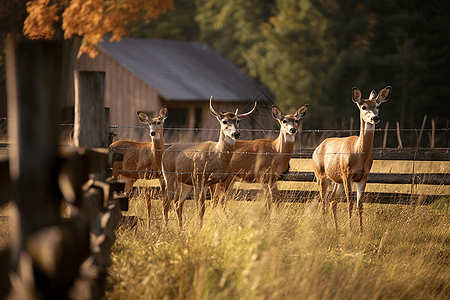田野里放牧的鹿图图片