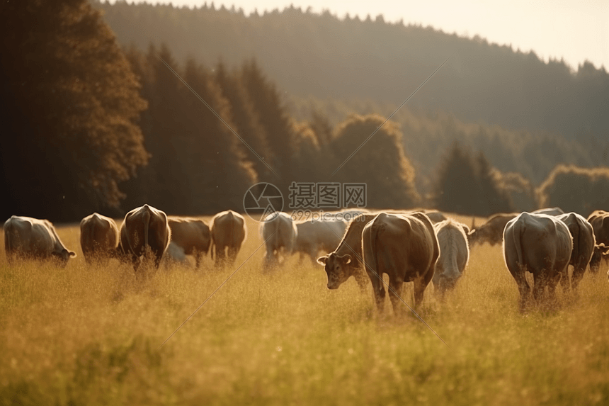 草地上放牧的牲畜图片