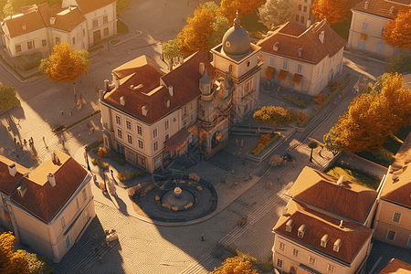 乡村广场3D概念图图片