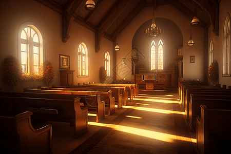 乡村传统教堂3D概念图图片