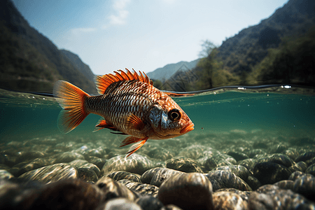 林间水中游泳的鱼背景图片
