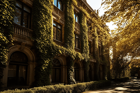 大学校园内的复古建筑物图图片