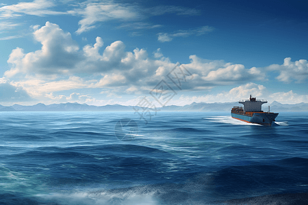 货船在海洋中行驶背景图片