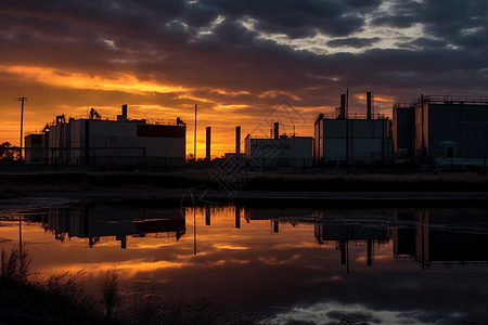 黄昏时的工业园区图片图片