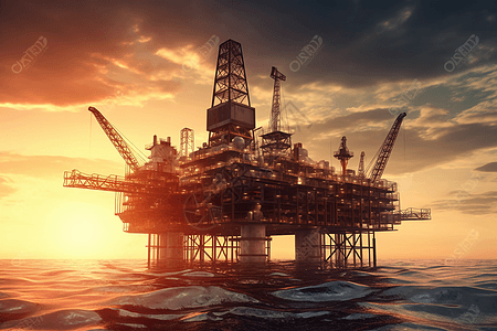 石油海上钻井平台3D概念图图片
