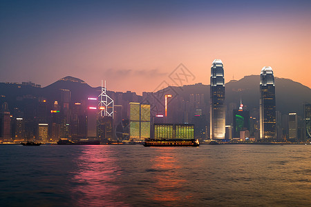 维多利亚港的香港天际线图片