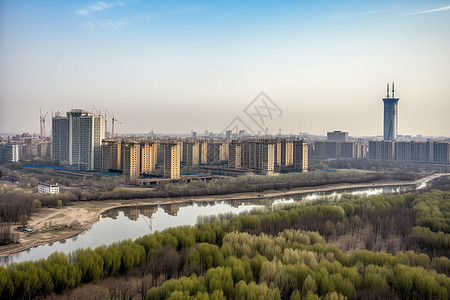 蓝天下的远景城市图片