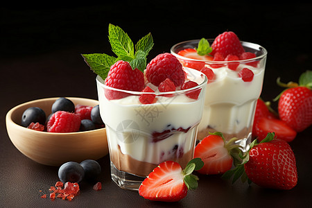 水果酸奶杯图片