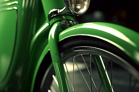 绿色单车绿色自行车的特写背景