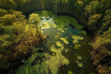 森林中的沼泽图片