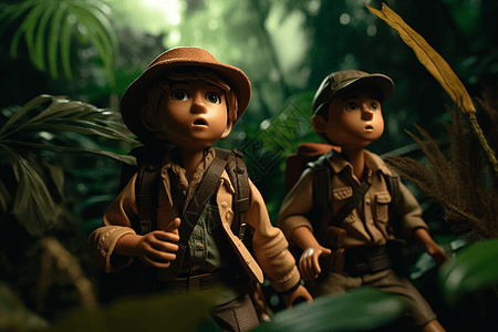 森林中的小小探险者背景图片