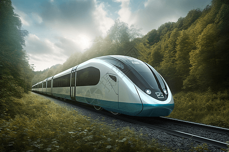 高速行驶的科技列车图片