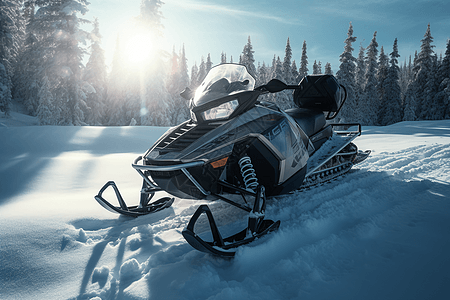 雪地摩托车雪地上奔跑的雪地车设计图片