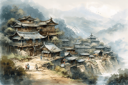 古老的中国村庄图片