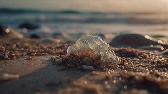 海滩上的不明透明物体图片