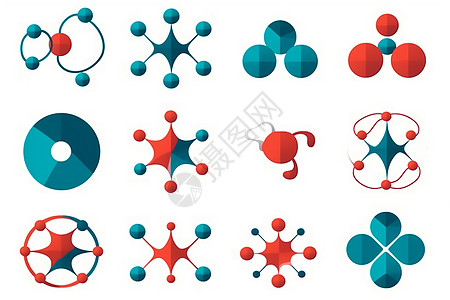 分子元素抽象分子标识集合插图插画