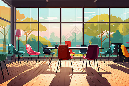扁平咖啡厅休息区图片
