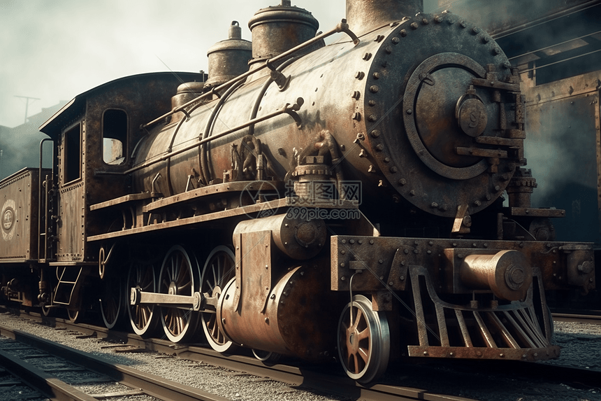 老式蒸汽机火车头图片