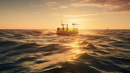 海面中的潮汐涡轮机图片