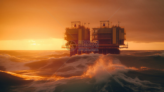 海洋中的大型能源设备图片