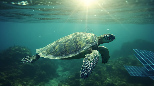 海洋水底海龟图片