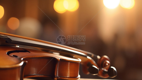 在音乐厅演奏小提琴的特写图片