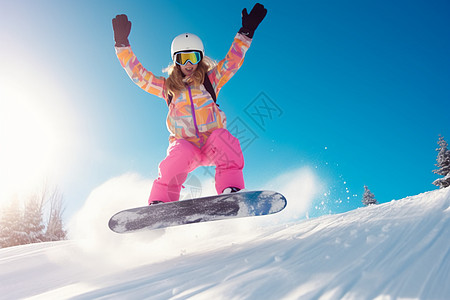 玩滑板的女孩滑雪板背景