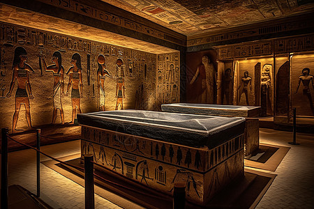 古埃及石棺和壁画展览图片
