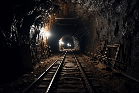 地下矿石隧道场景图片