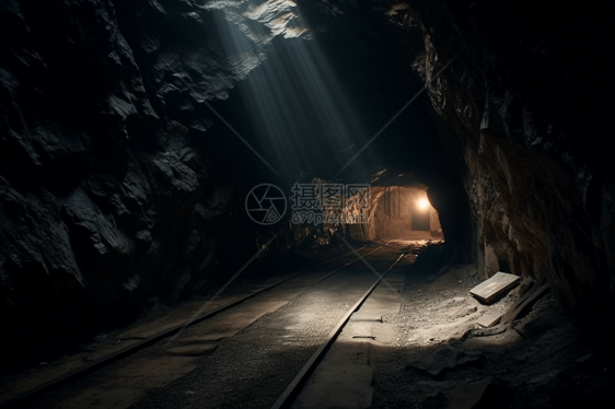 地下矿石隧道3D概念图图片