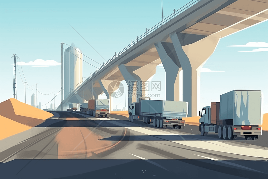 高速公路立交桥铺设混凝土平面插图图片