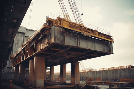 城市高架桥建筑施工工地场景图片