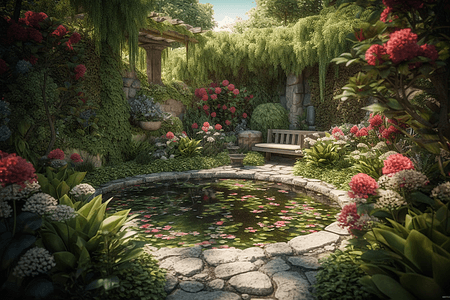 宁静的城市花园3D概念图图片