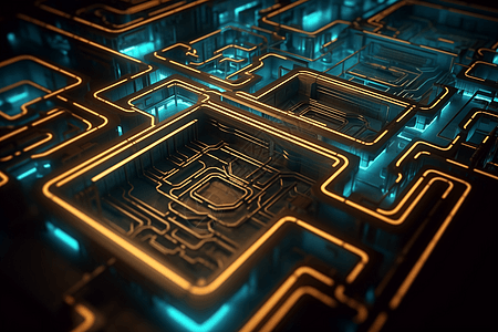 Cyber 3D霓虹色迷宫创意图背景图片
