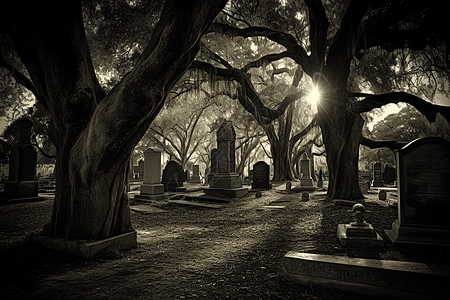 幽灵般的墓地高清图片