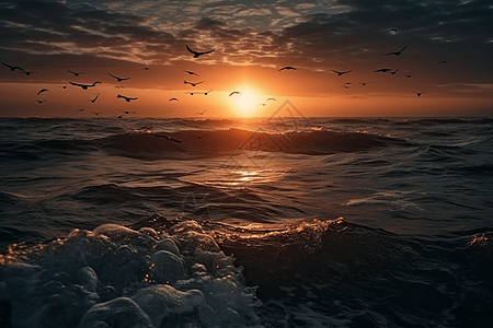 海洋日落场景图片