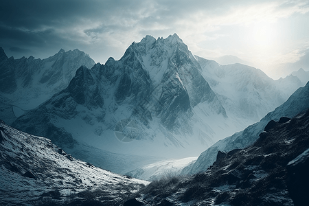 雪山风景雪山山峰自然景观设计图片