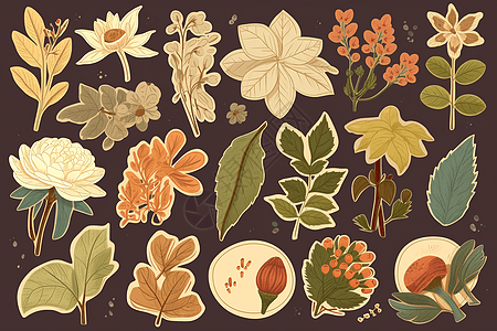 不同季节的植物插图图片
