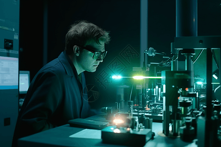 实验室研究光的性质的物理学家图片