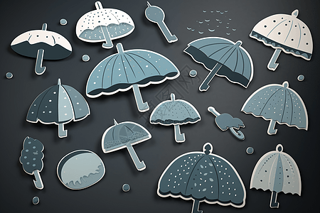雨天雨伞贴纸合集图片