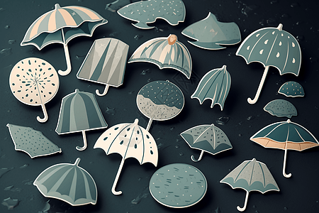 雨天雨伞创意贴纸合集图片