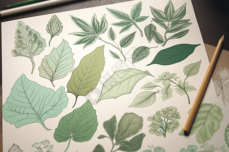 绿色植物创意手绘贴纸包图片