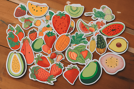 水果蔬菜扁平卡通贴纸图片
